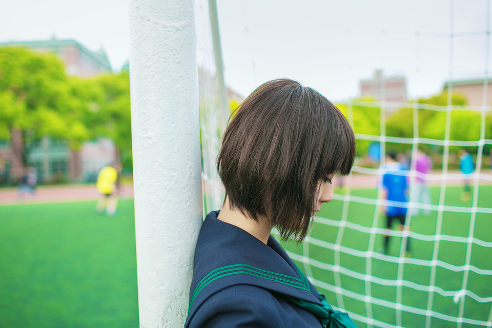 短发MM高中生校服娇俏可人清新写真